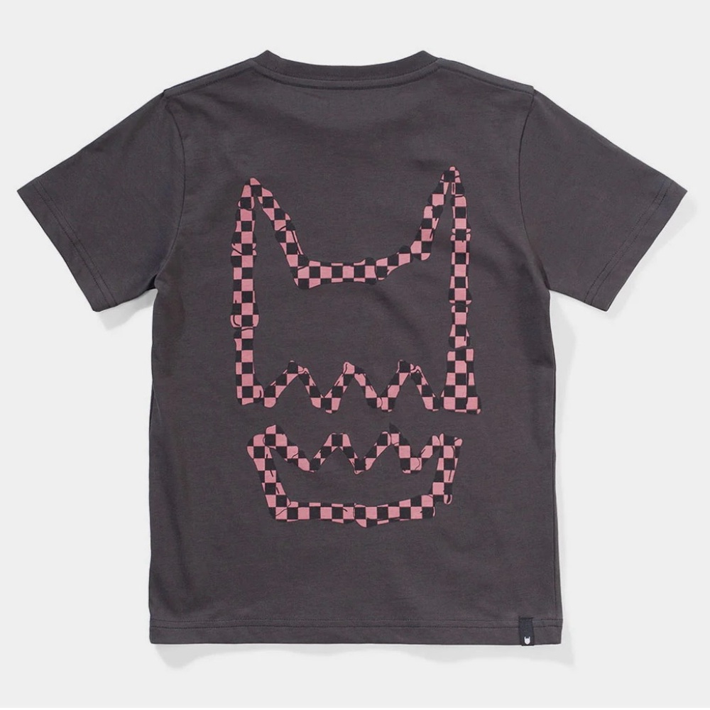 Munster Kids Check Logo T-Shirt in soft black